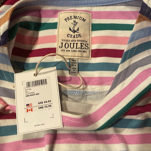 Size 2 Joules Riva multi stripe dress - New with tags - Picture 4 of 6